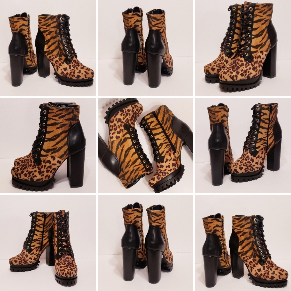 Leopard Chunky Heel Ankle Boots - Picture 9 of 9